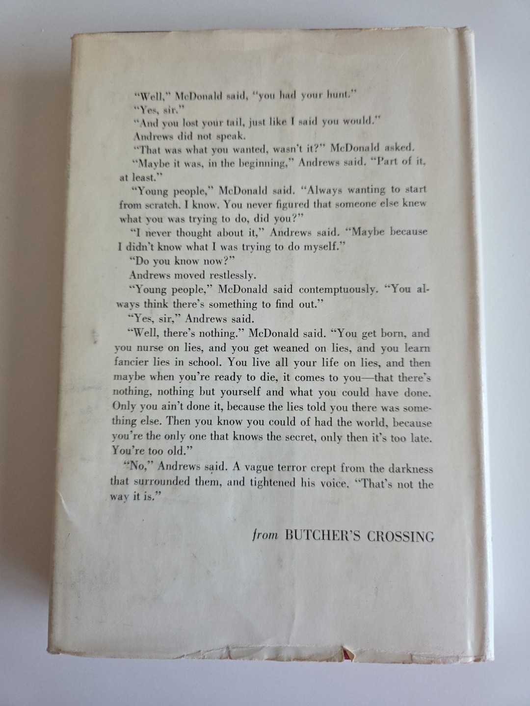 Butcher&rsquo;s Crossing John Williams 1960 First Edition First Printing