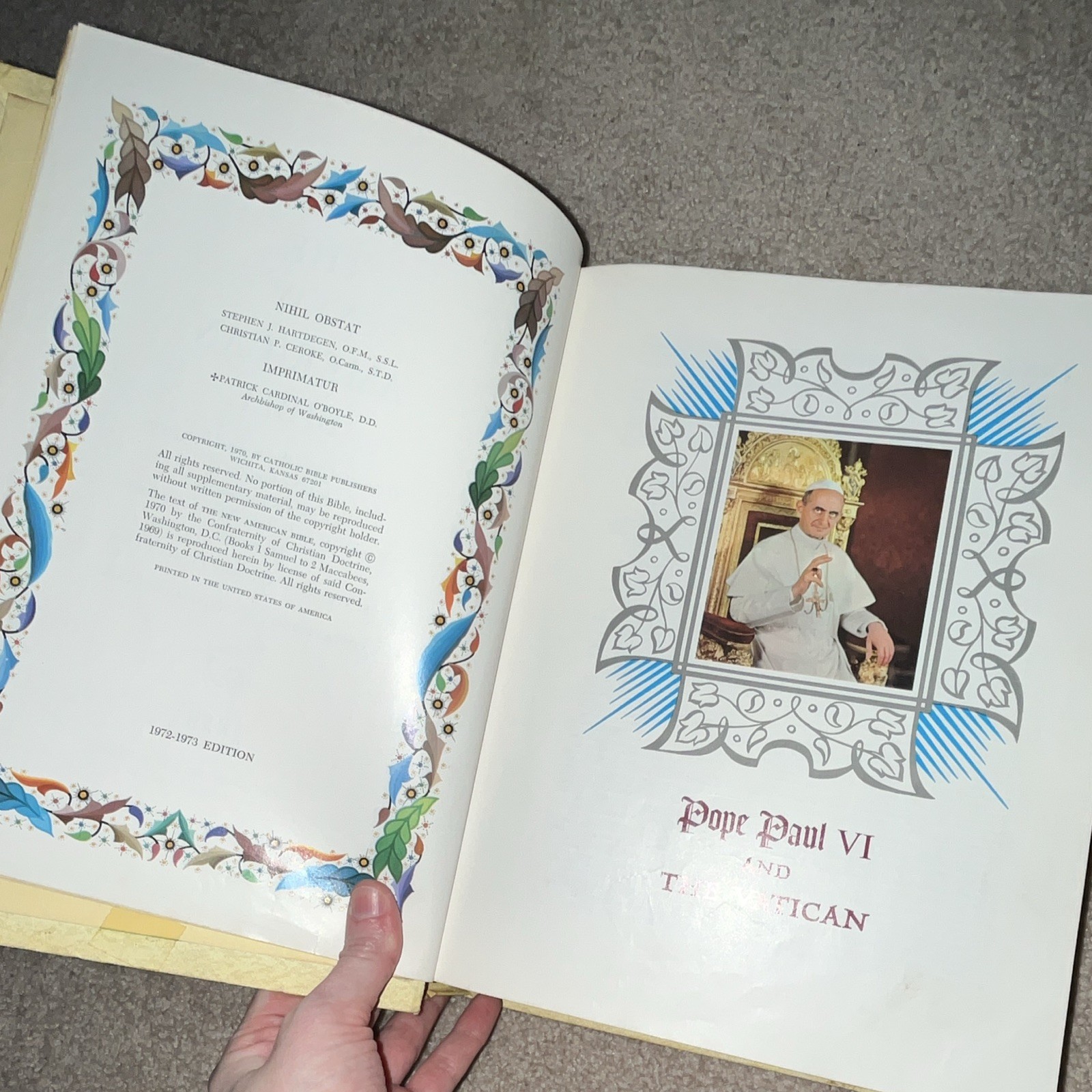 Holy Bible Fireside Family Edition Catholic NAB Illustrated Hardcover 1972-73