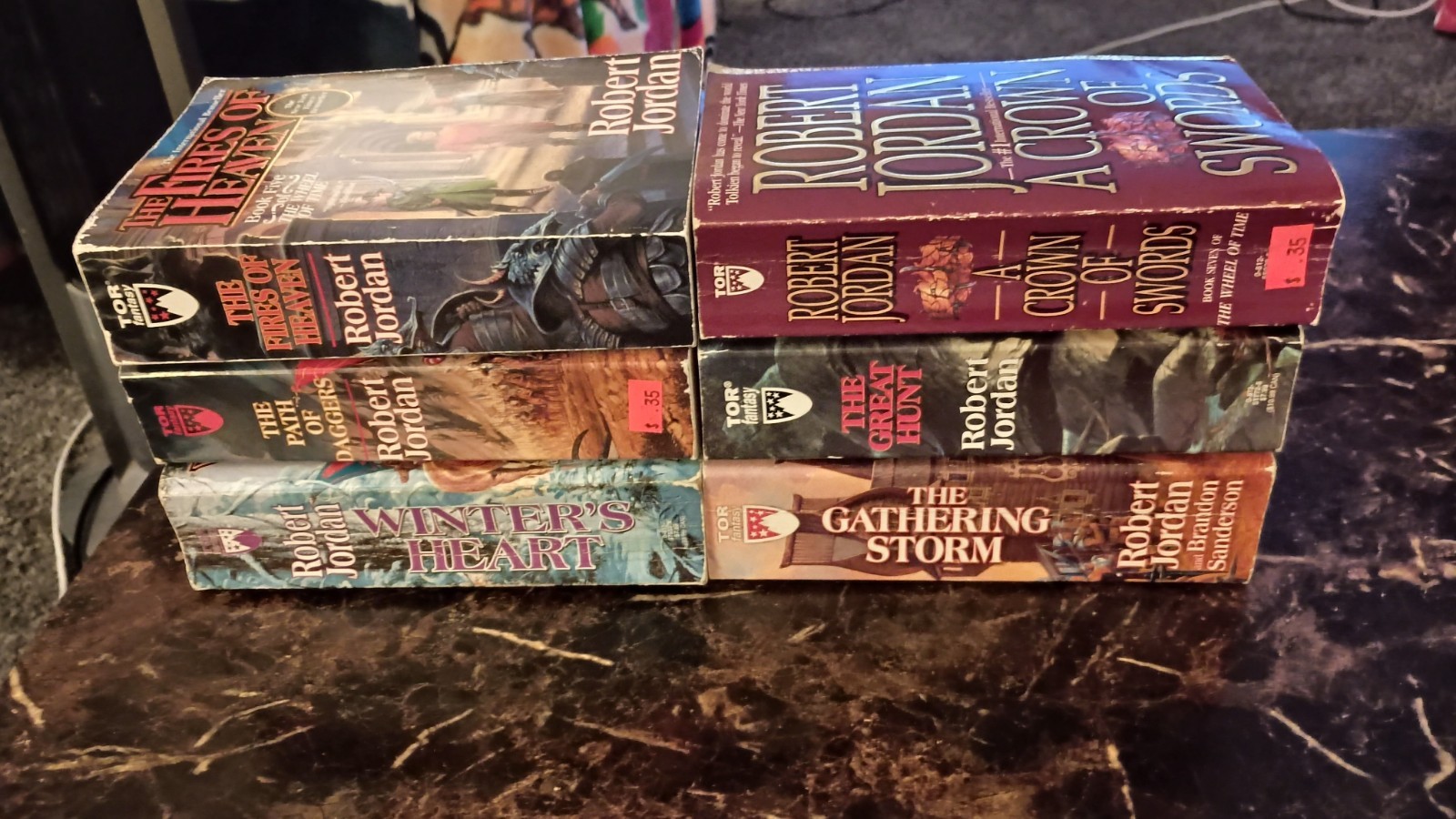 Vintage Robert Jordan Wheel Of Time Paperback Book Lot Of 6