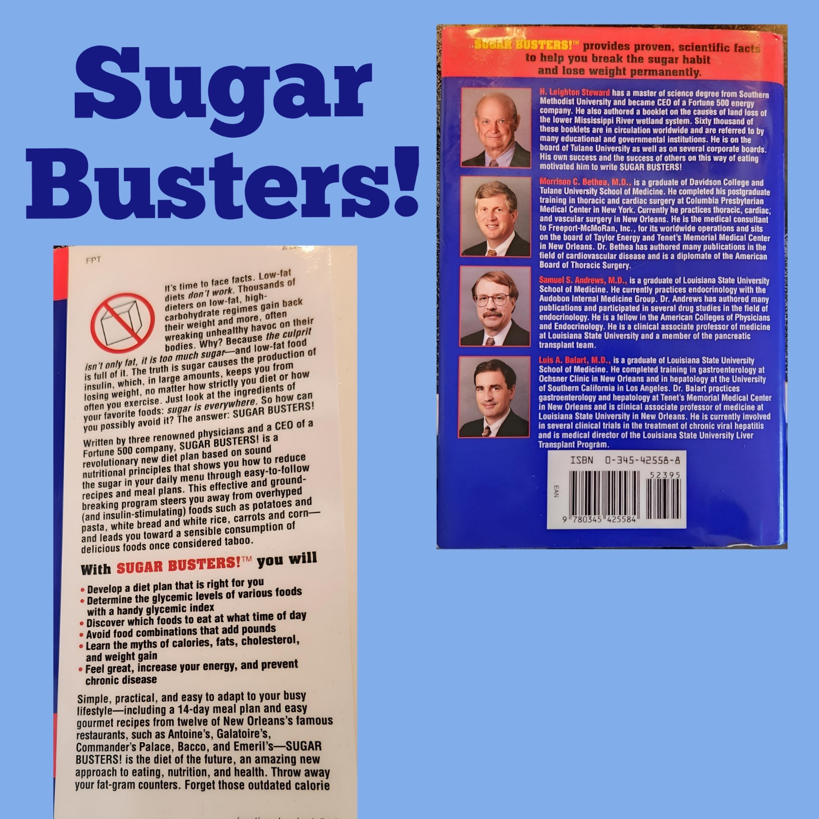 2 Book Lot-Sugar Busters & Atkins For Life! Excellent Hardcovers W/Dust Jacket