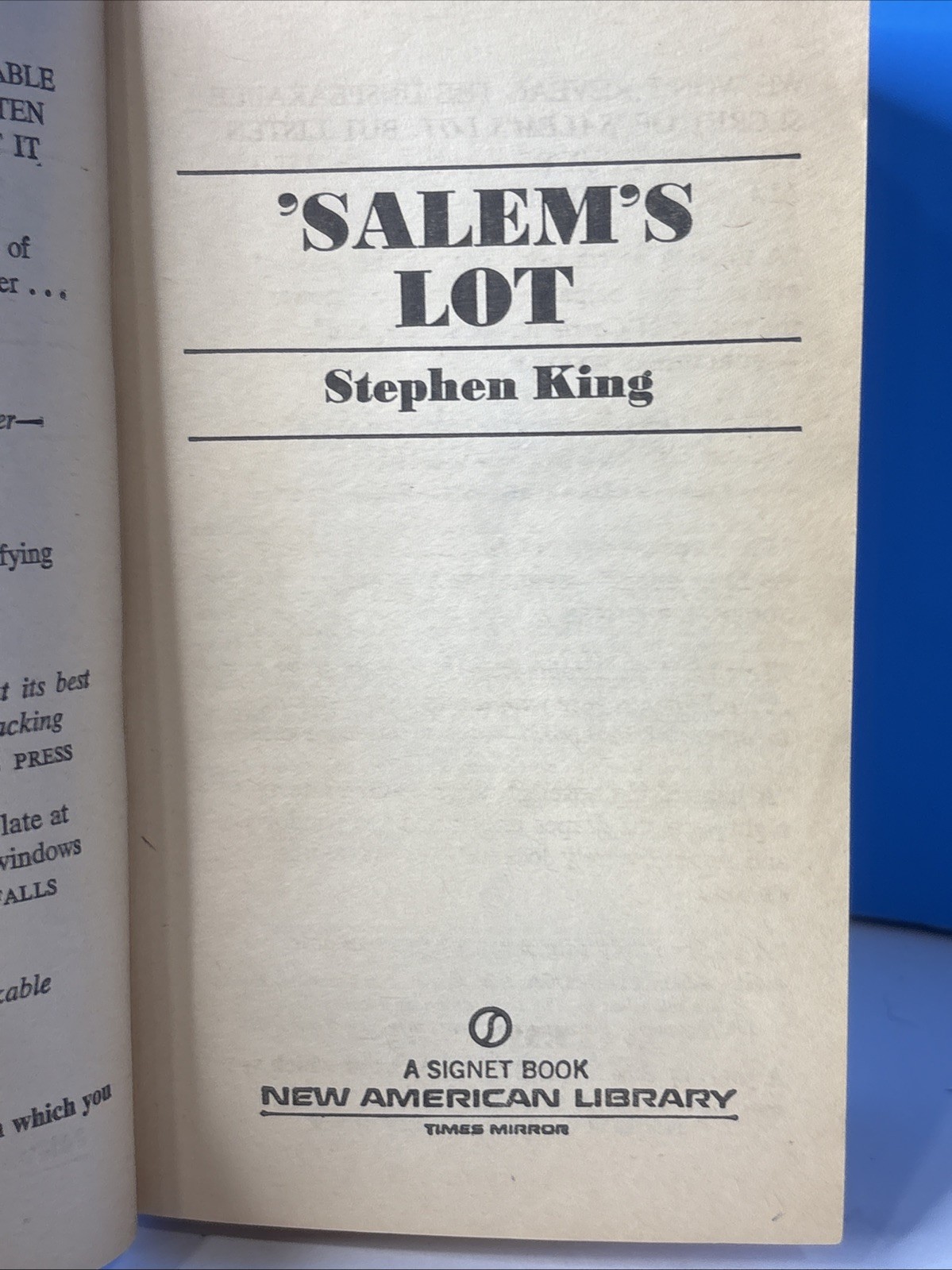Vintage 1976 Salem&rsquo;s Lot Stephen King Horror Paperback First Signet Printing
