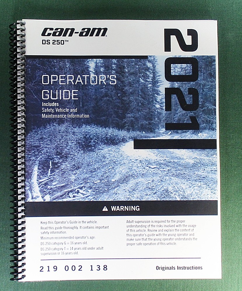 2021 Can-Am DS 250 Owner&rsquo;s Manual: 172 Pages & Protective Covers!