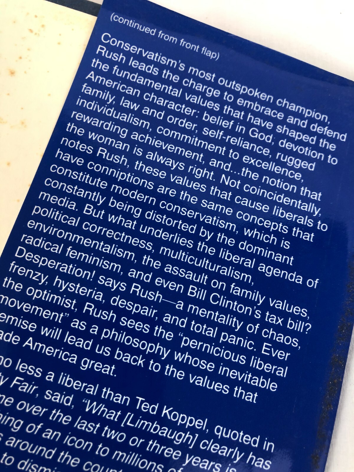 Vintage Book Blue 364 Pages- « See I Told You So » by Rush Limbaugh New York Times