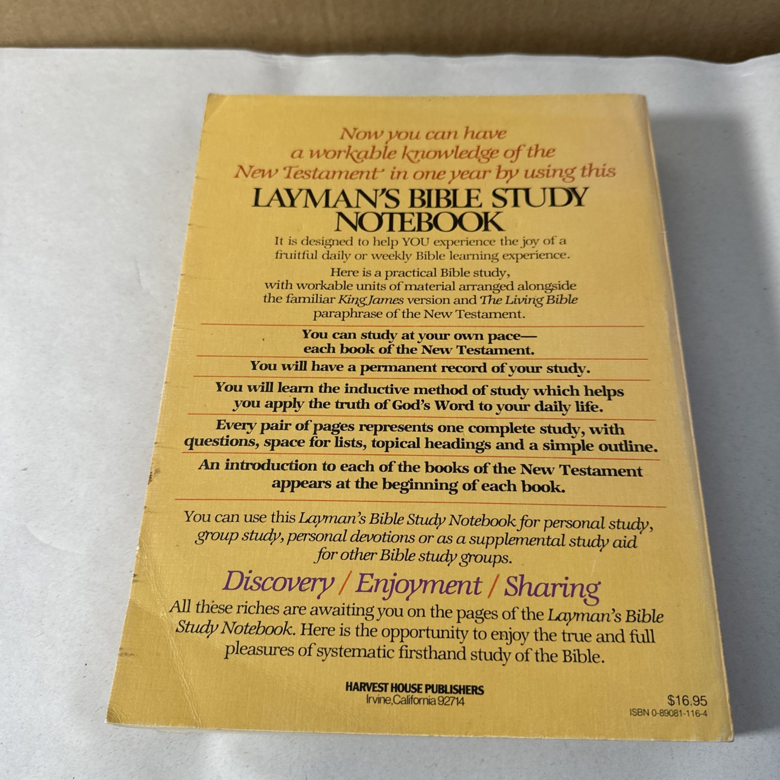 The Layman&rsquo;s Bible Study Notebook by Irving Jensen 1978 Religion Book