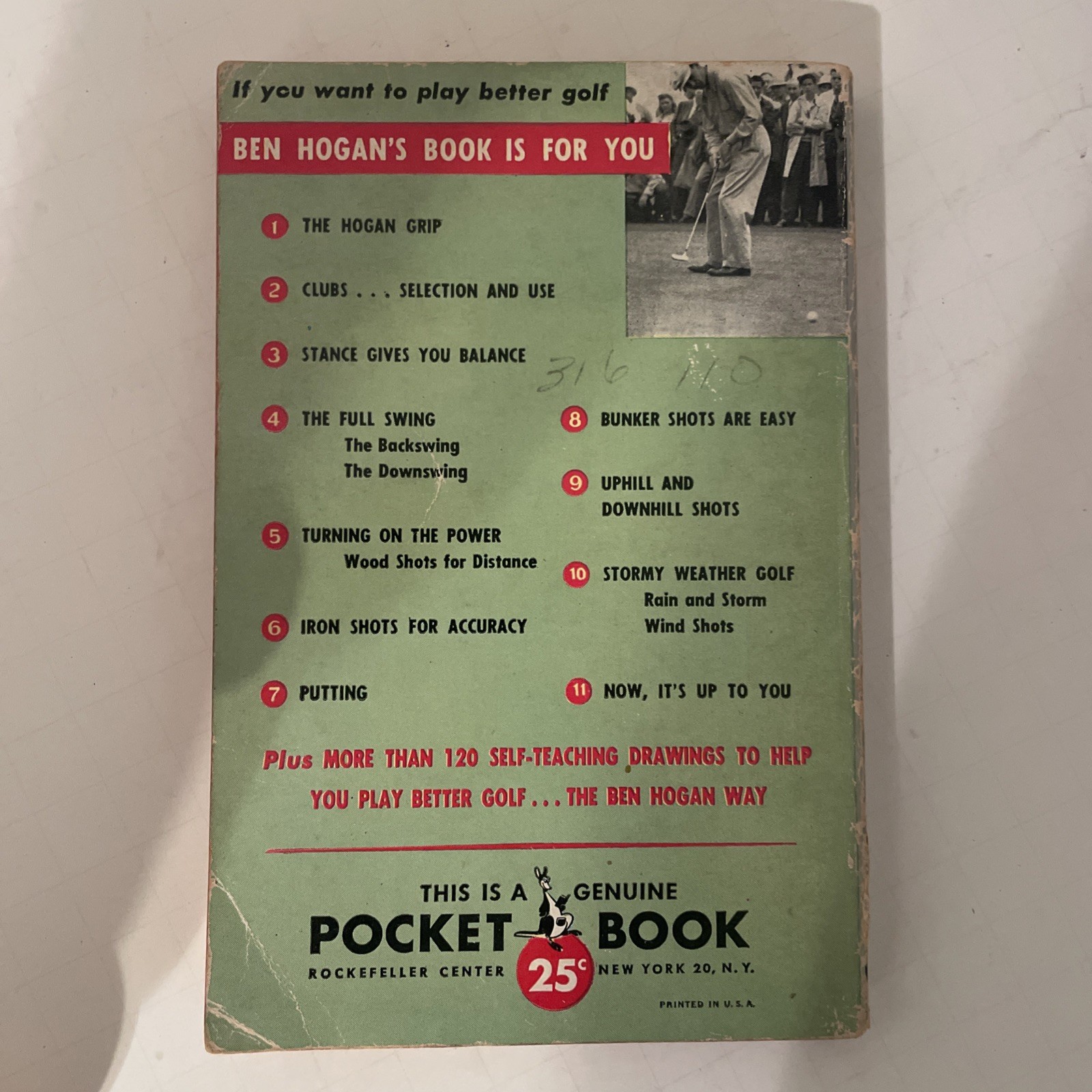 Ben Hogan&rsquo;s Power Golf Pocket Book 120 Self-Teaching Drawings – 6th Print 1957