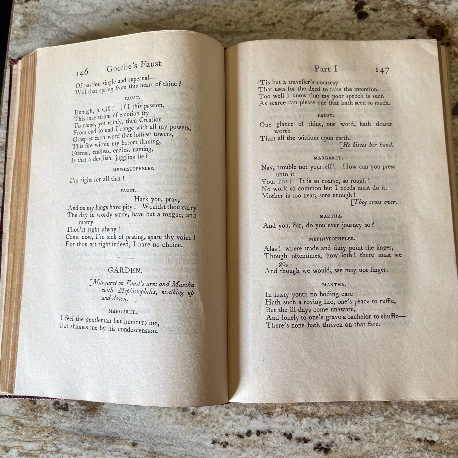 Antique Book Goethe&rsquo;s Faust Parts I & II 1919 Red Leather Printed Great Britain