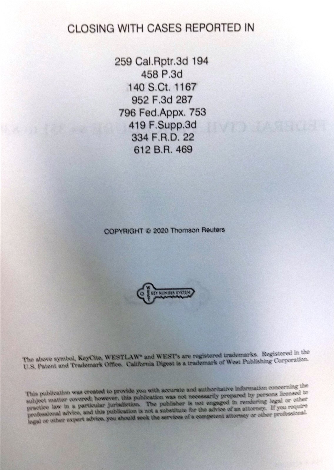 West&rsquo;s California Digest 21 H Federal Civil Procedure Section 351 to 838 2020