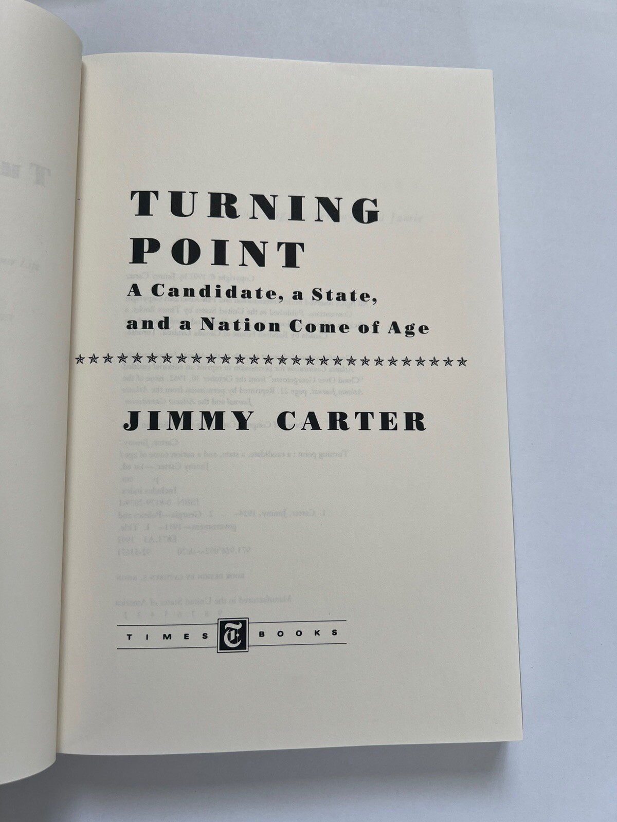 President Jimmy Carter SIGNED – Turning Point Book HCDJ
