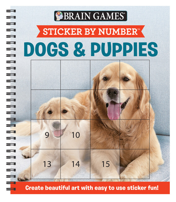 Brain Games – Sticker By Number: Dogs & Puppies (Square Stickers): Create B…