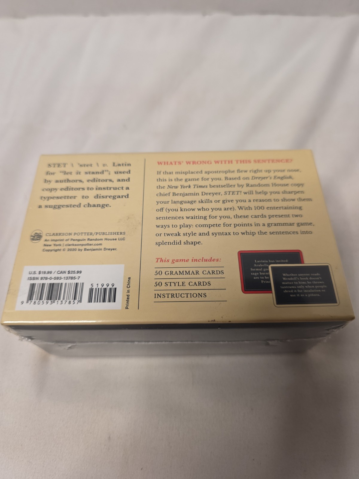 STET! Dreyer&rsquo;s English : A Game for Language Lovers, Grammar Geeks Brand New