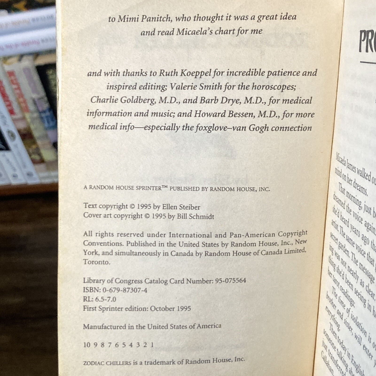 Zodiac Chillers : Twisted Taurus – Ellen Steiber (1st edition) Sprinter, 1995