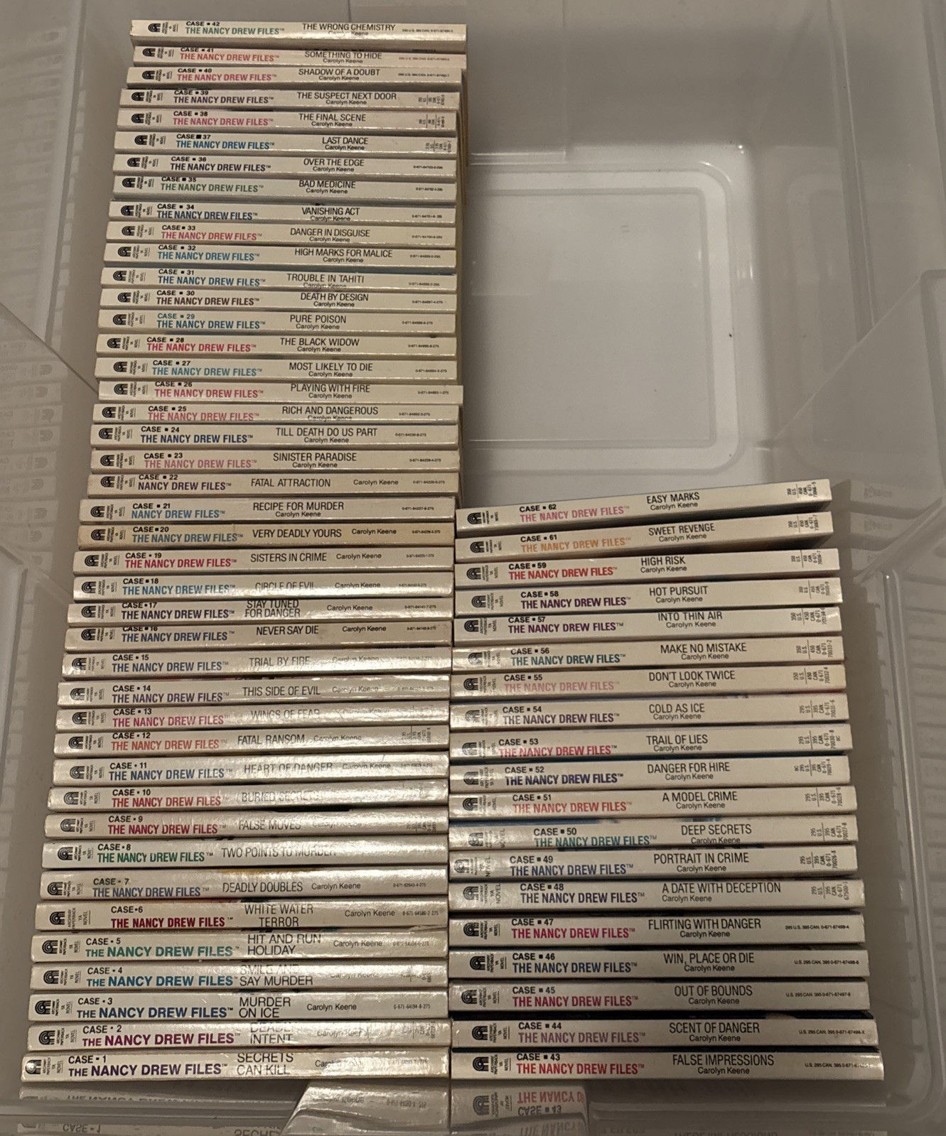 Lot of 60 Vintage Nancy Drew Files Mystery Paperbacks (#1-39, #41-59, #61-62)