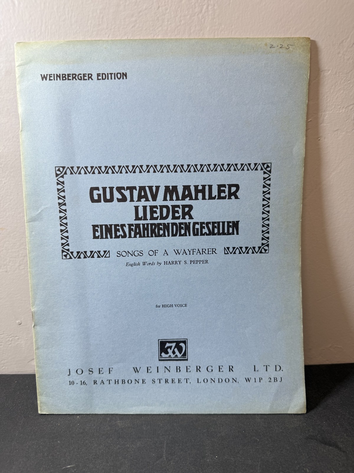 Gustav Mahler Lieder Eines Fahrenden Gesellen Songs of a Wayfarer High Voice
