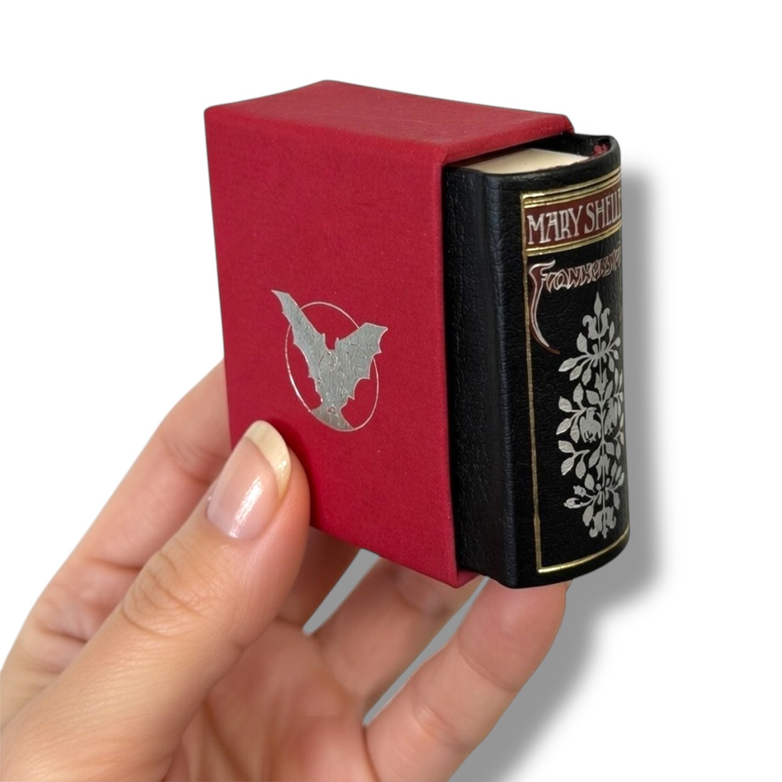 Frankenstein by Mary Shelly tiny book leather hardcover slipcase made in Germany