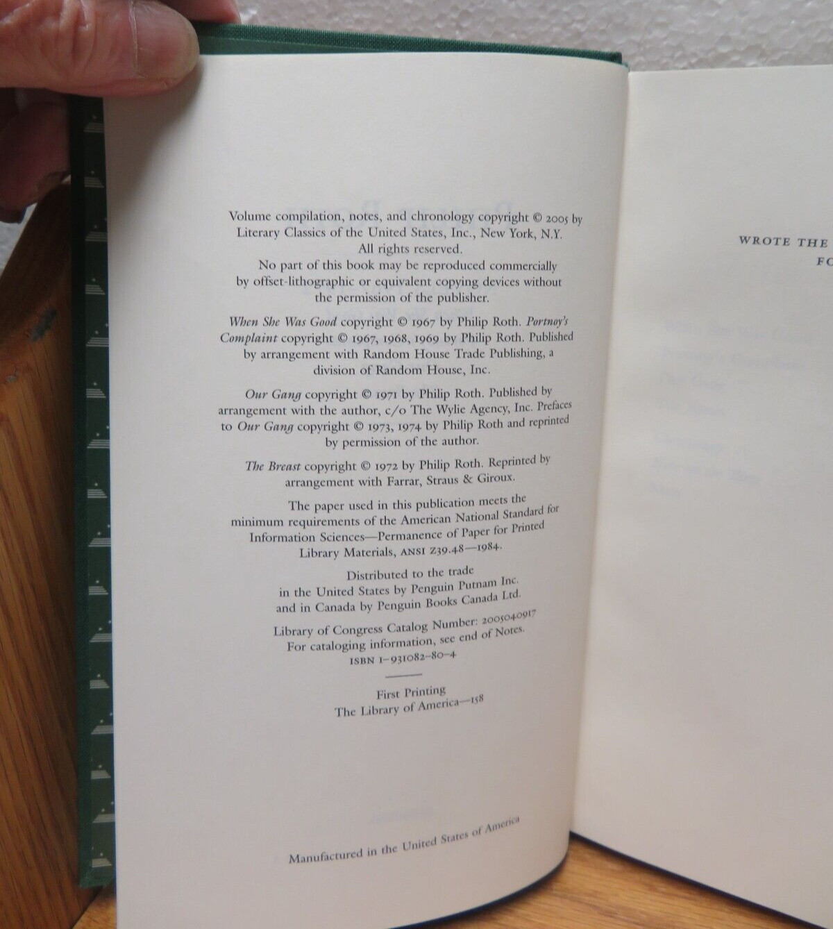 Library of America Ser. #158 Philip Roth Novels 2005 slipcase w/booklet 1st p