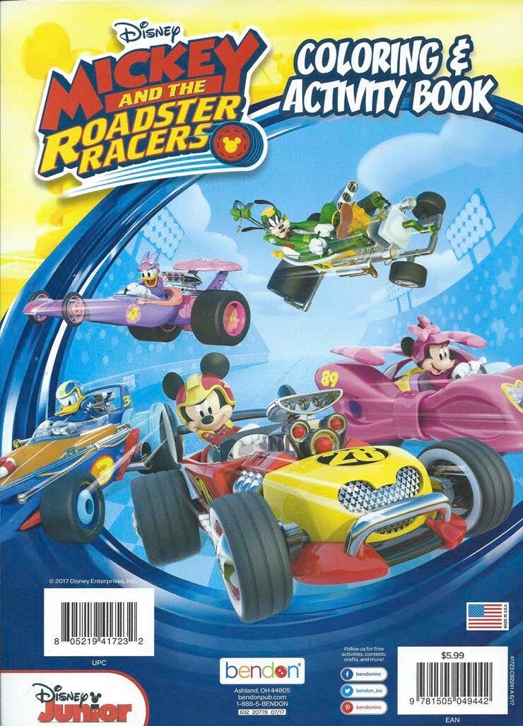 224 Page Disney Mickey Race Coloring Book Stickers Children&rsquo;s Boys Kids