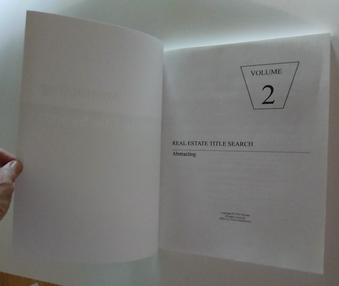Real Estate Title Search Abstracting, Volume 2 by Hennin/PB/2011/Very Good