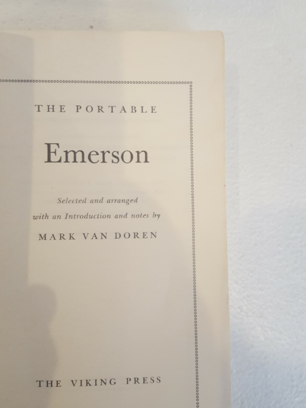 The Portable Emerson Edited by Mark Van Doren Paperback Rare 1956 Ed – 672 pages