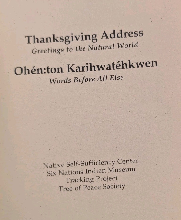 Thanksgiving Address: Greetings to the Natural World