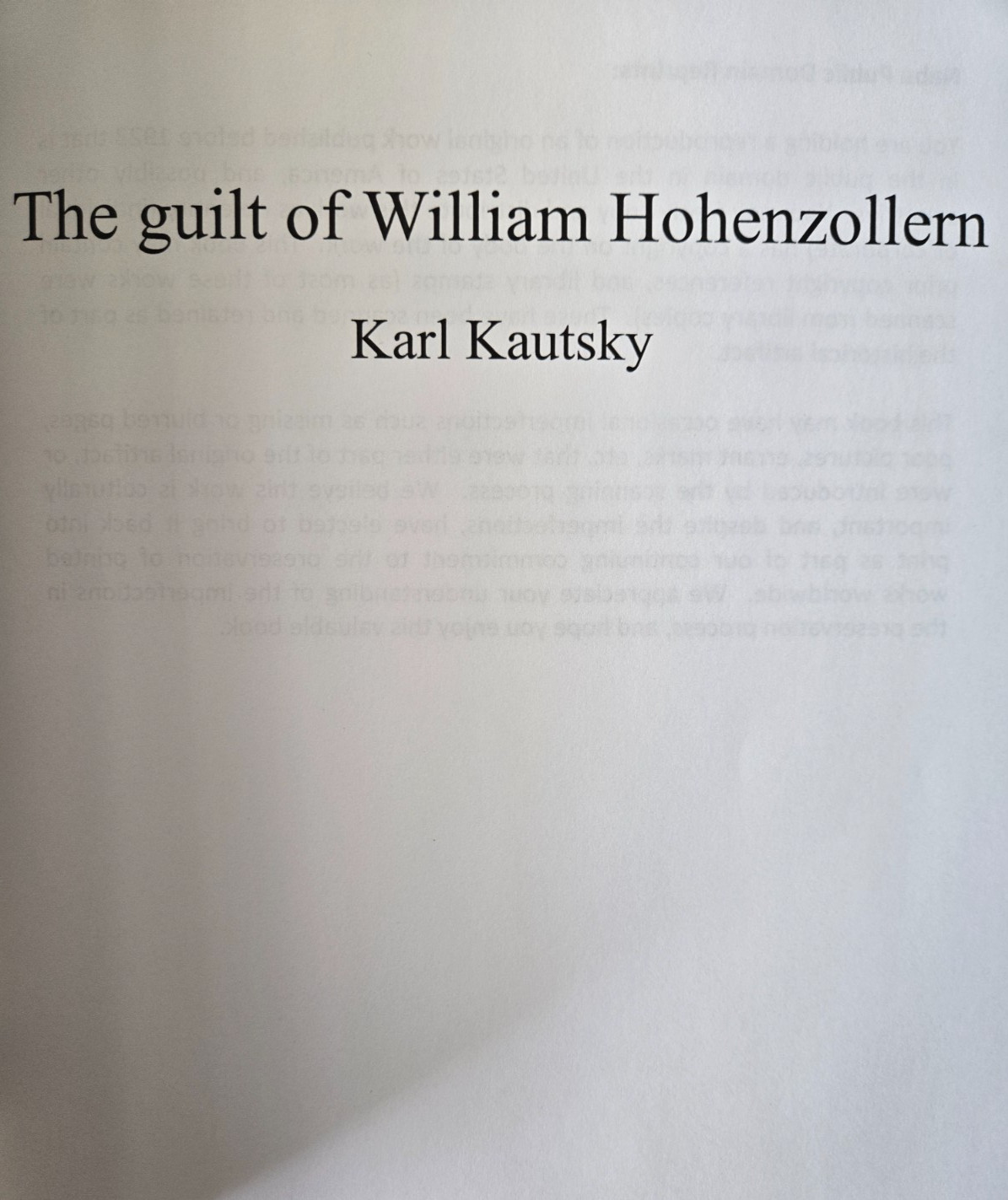The Guilt of William Hohenzollern (Classic Reprint), paperback/very good