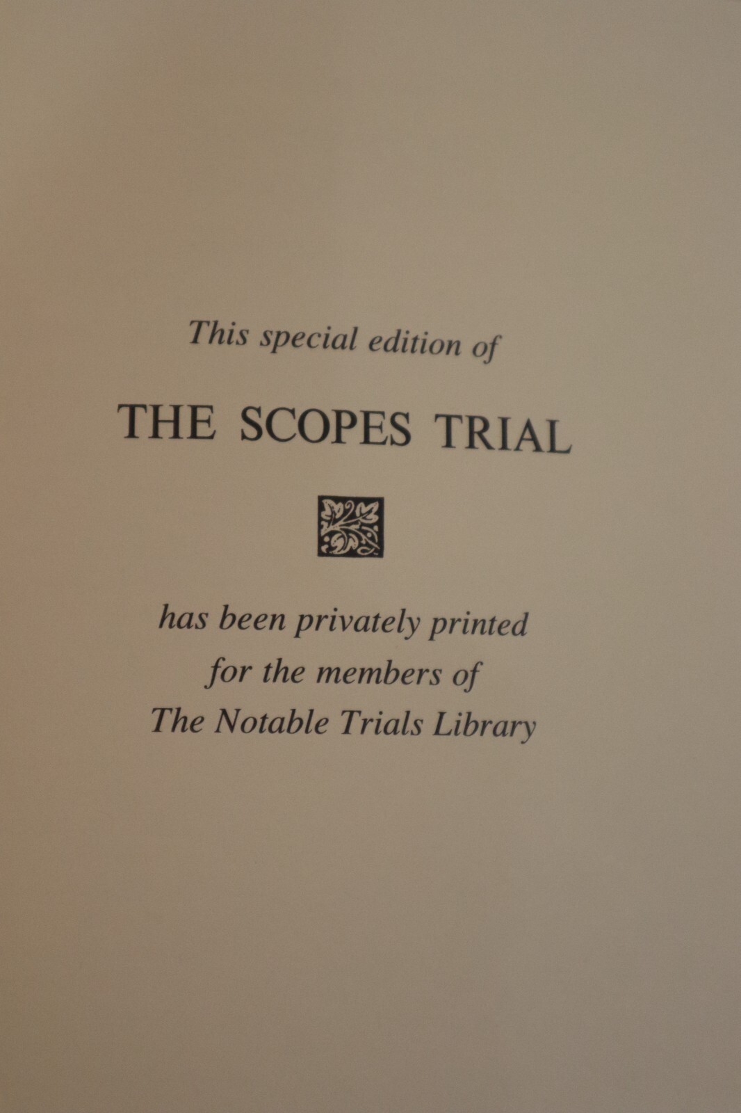 The Scopes Trial The Notable Trials Library hardcover 1990
