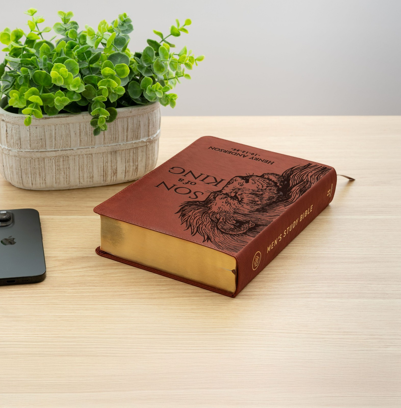 Personalized ESV Men&rsquo;s Study Bible, Son of a King Lion Design, Name Engraved