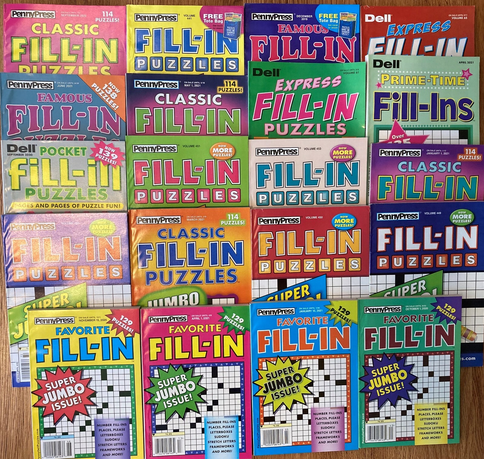 Lot of 10 Penny Press Fill-Ins Puzzle Books Famous Express Pocket Prime Unsorted