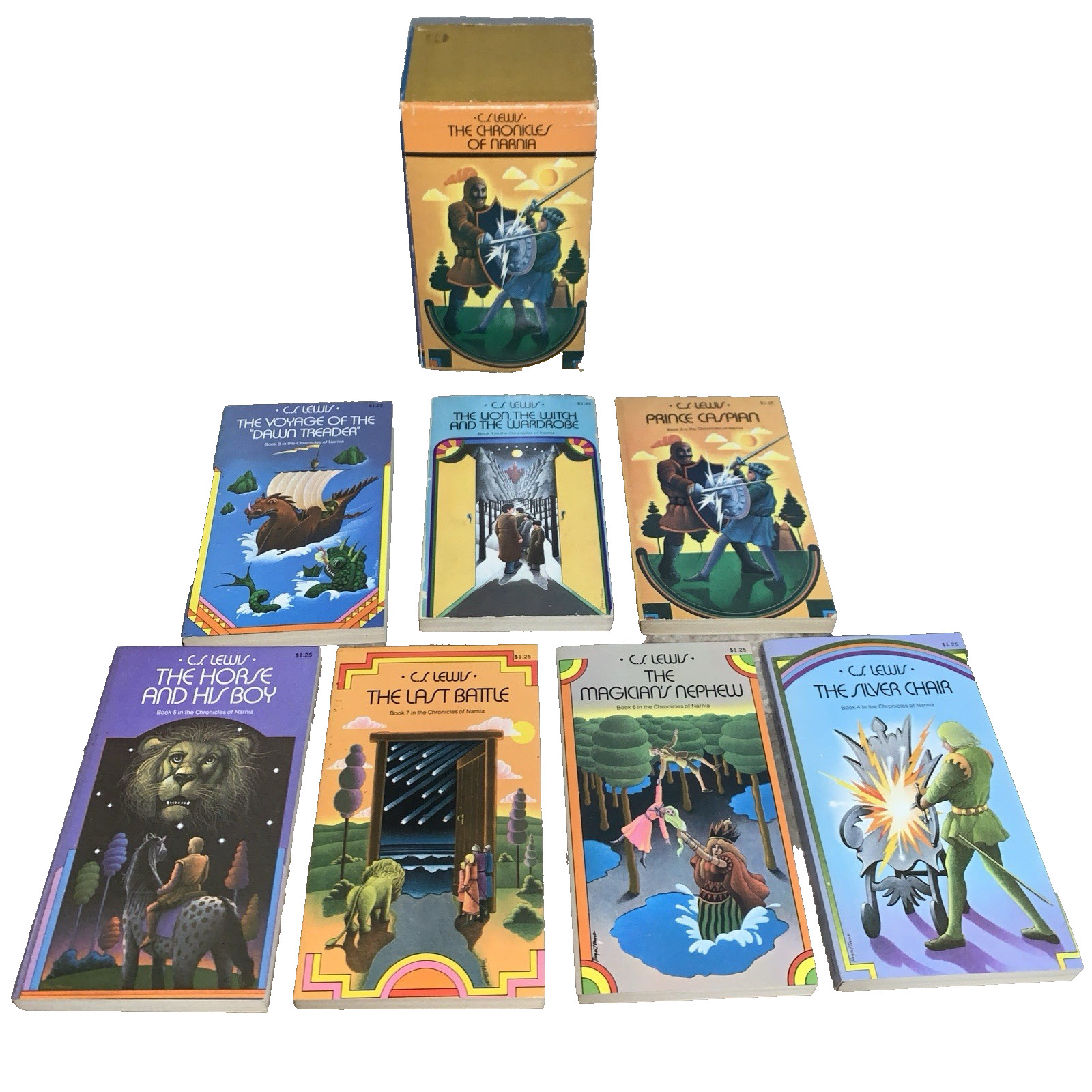 Chronicles of Narnia Box Set 1976 Collier Edition Books Vintage 7 PB Collection!