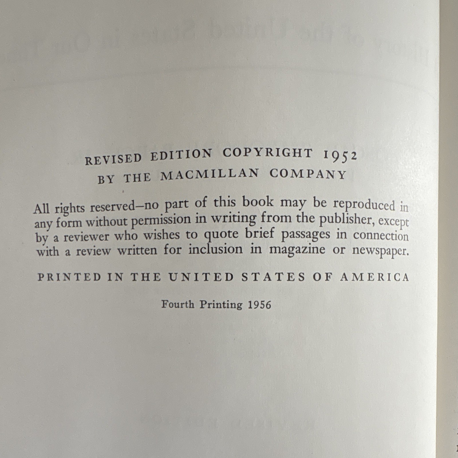 Since 1900: A History of the United States in Our Times Revised Ed HC 1952