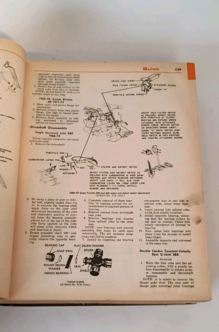 Chilton&rsquo;s Auto Repair Manual Book; American Cars from 1966 to 1973