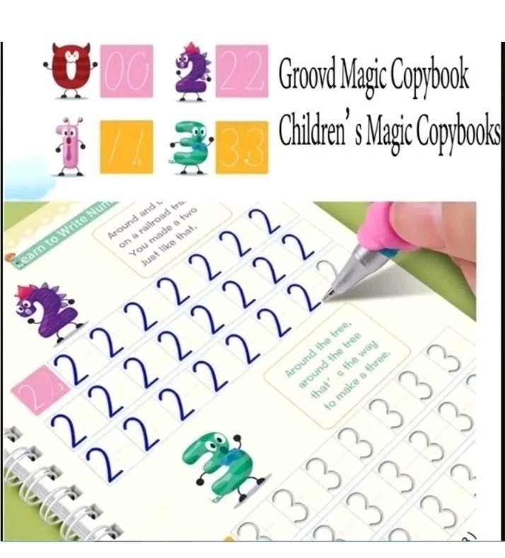 4Pc Groove Books for Kids,Magic Practice,Reusable Handwriting Workbook Kids 3+