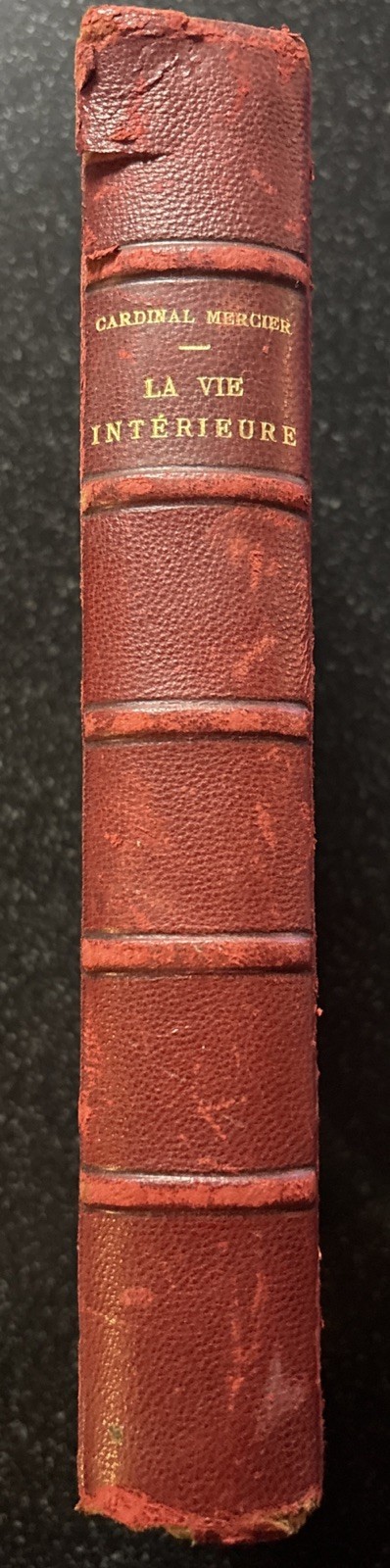 1927 La Vie Intérieure Cardinal Mercier Red Leather Inscription & Tea