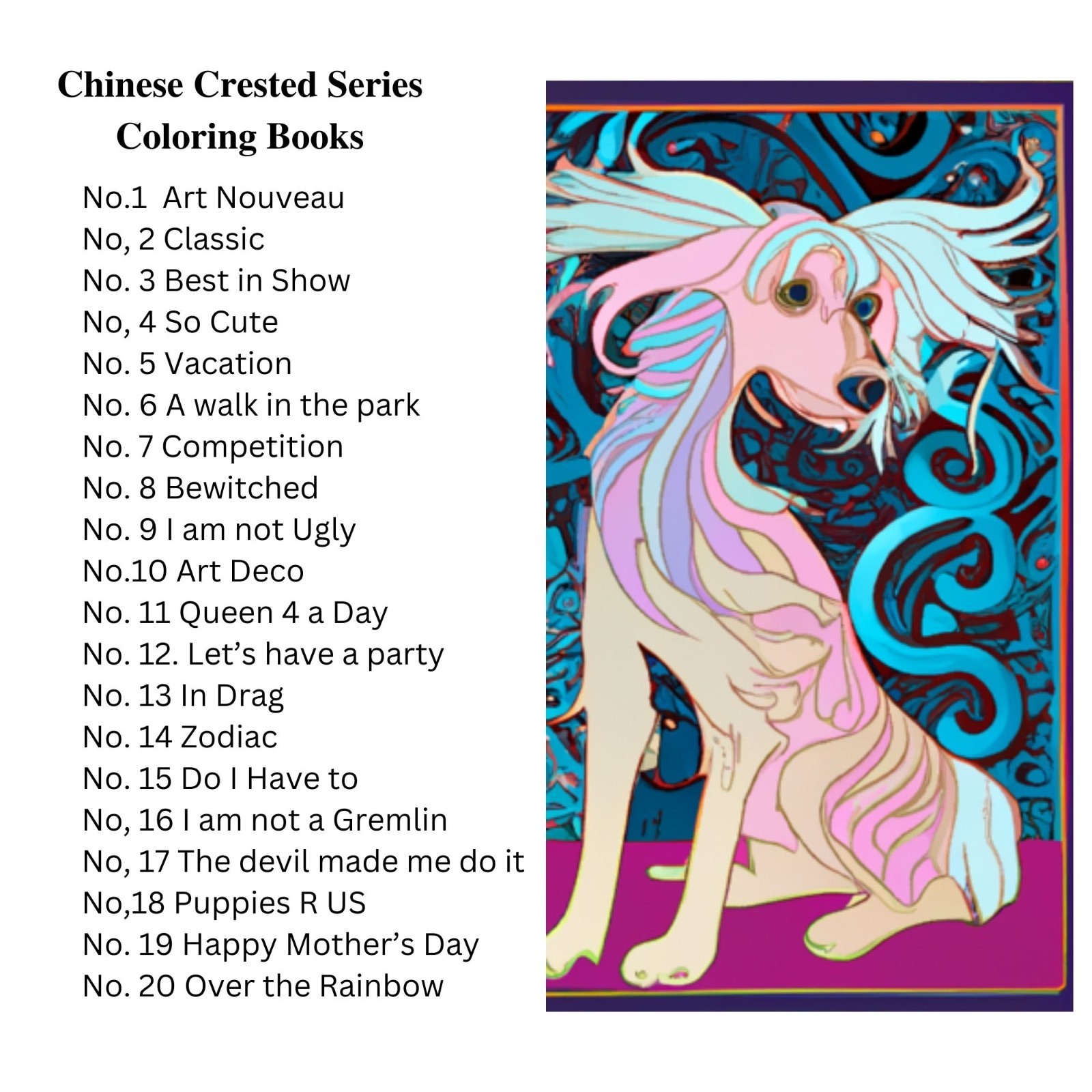 Chinese Crested The Coloring Book so Cute 100 pages Fun For all Ages No 4 of 20