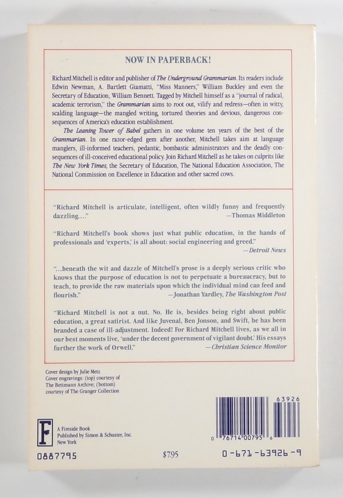 1987 Mitchell LEANING TOWER OF BABEL Affronts by the Underground Grammarian TPB