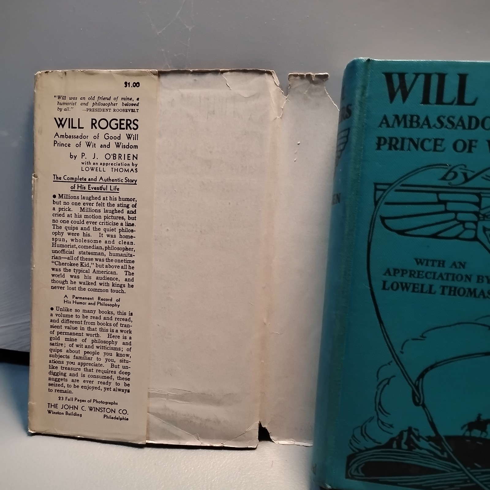 WILL ROGERS: « Ambassador of Good Will ..  » HC 1935 by P.J. O&rsquo;BRIEN – scarce DJ