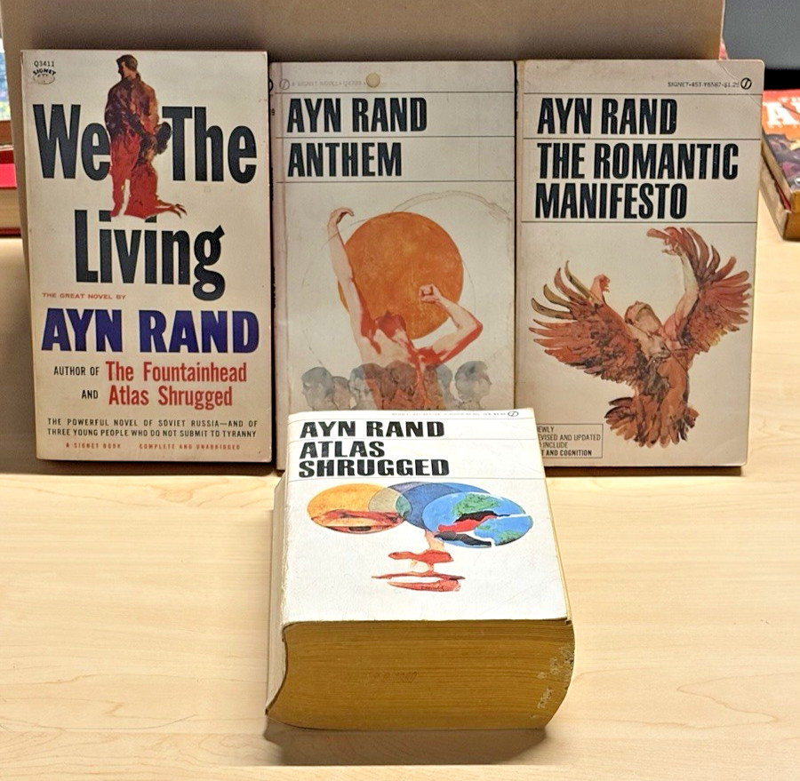 Ayn Rand Vintage Signet Paperback Book Lot of 4 Atlas Shrugged Anthem Fiction