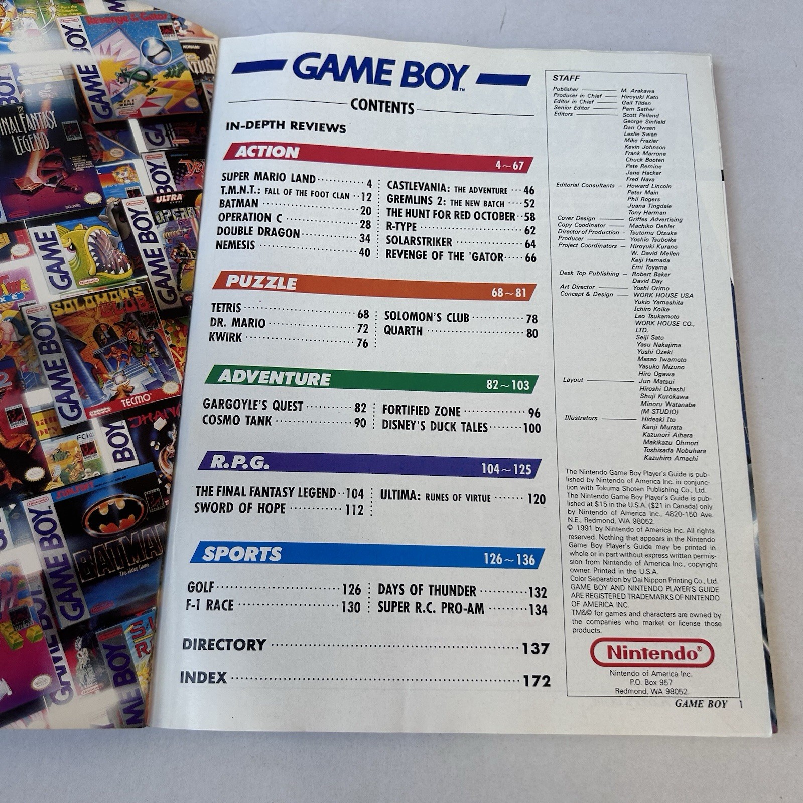 Nintendo Game Boy Player&rsquo;s Guide Vintage 1991 TNMT Mario Batman Tetris Paperback