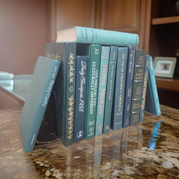 Lot of 10 Hardcover GREEN Shades Books for Decor Library Wedding Home Farmhouse