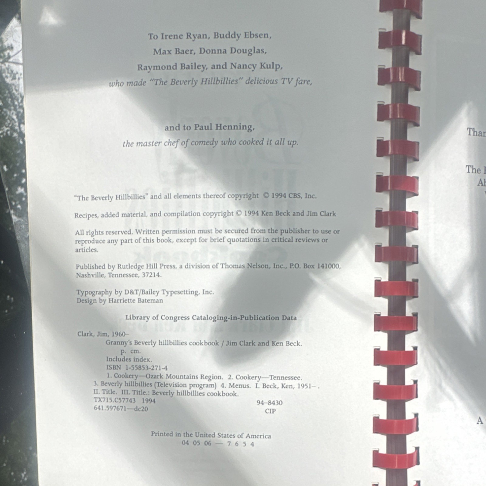 Beverly Hillbillies Granny&rsquo;s Cookbook Spiral Bound Jim Clark Ken Beck 1994