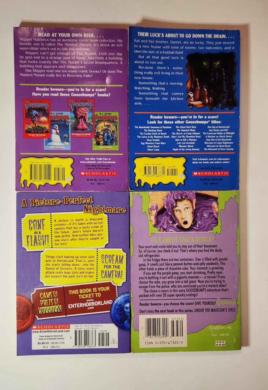 Goosebumps Lot of 4 R.L. Stine 90s, 00&rsquo;s + Give Yourself Goosebumps Book