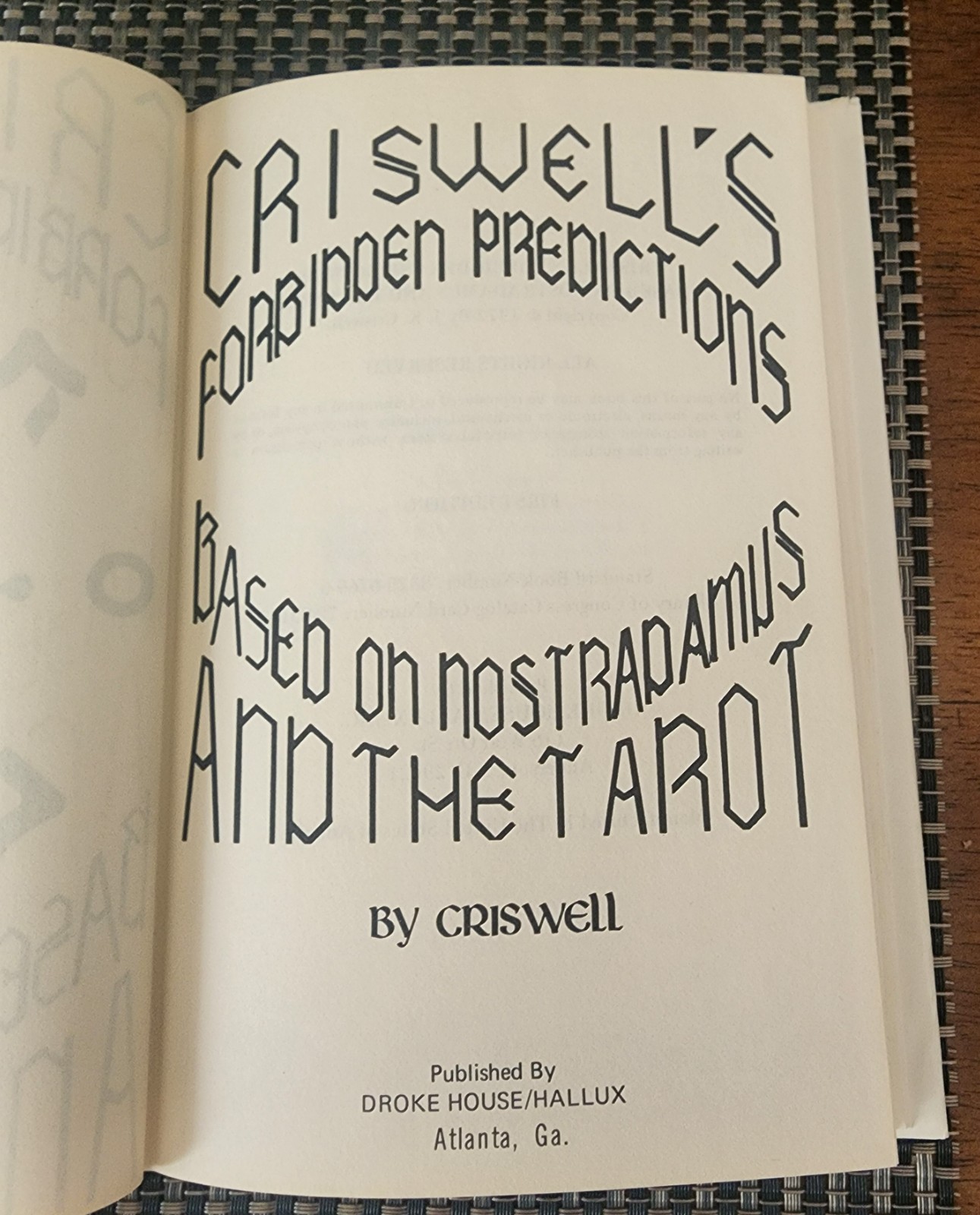 Criswell&rsquo;s Forbidden Predictions Nostradamus Tarot 1972 First Edition DJ