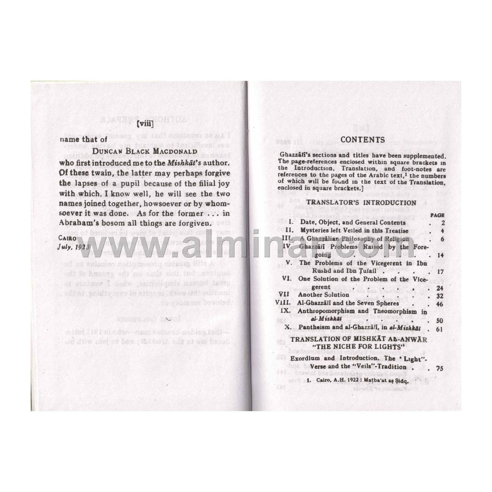 Al-Ghazzali&rsquo;s Mishkat Al-Anwar [7&Prime; x 5&Prime;] 175 Pages – Hardback By W.H.T. Gaidner