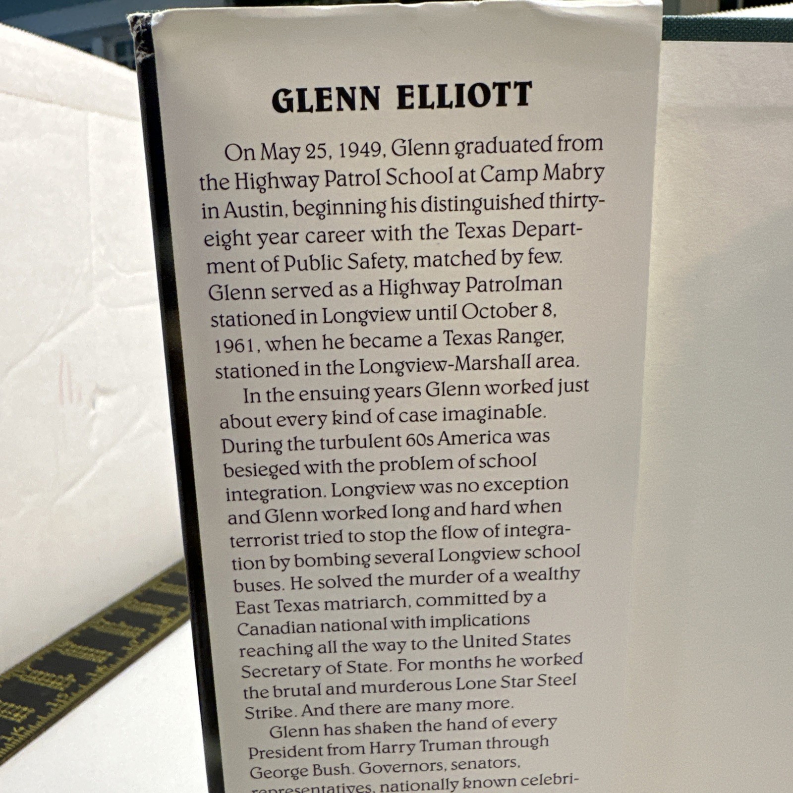 Glenn Elliott: A Ranger&rsquo;s Ranger by Glenn Elliott Hardcover Dust Jacket Signed