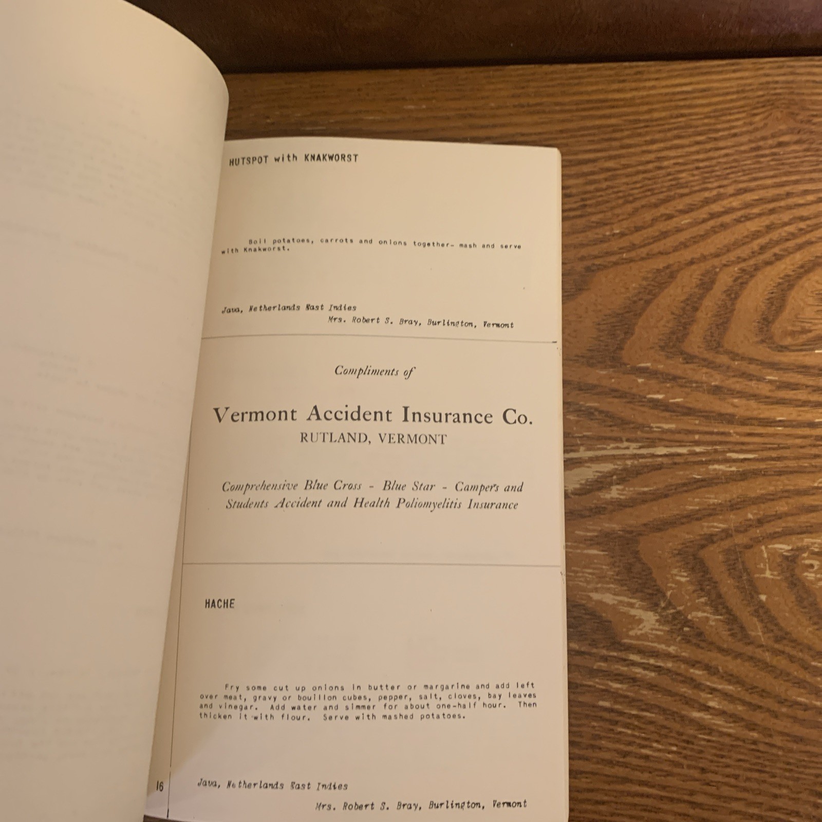 YWCA Vermont Overseas Wives Vintage INTL RECIPES Cookbook 1950&rsquo;s? 26 pages #E1