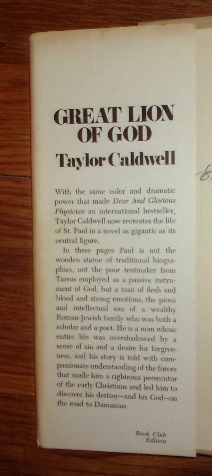 GREAT LION OF GOD-A Major Novel about St. Paul-TAYLOR CALDWELL-Ex HC w/DJ 1970!