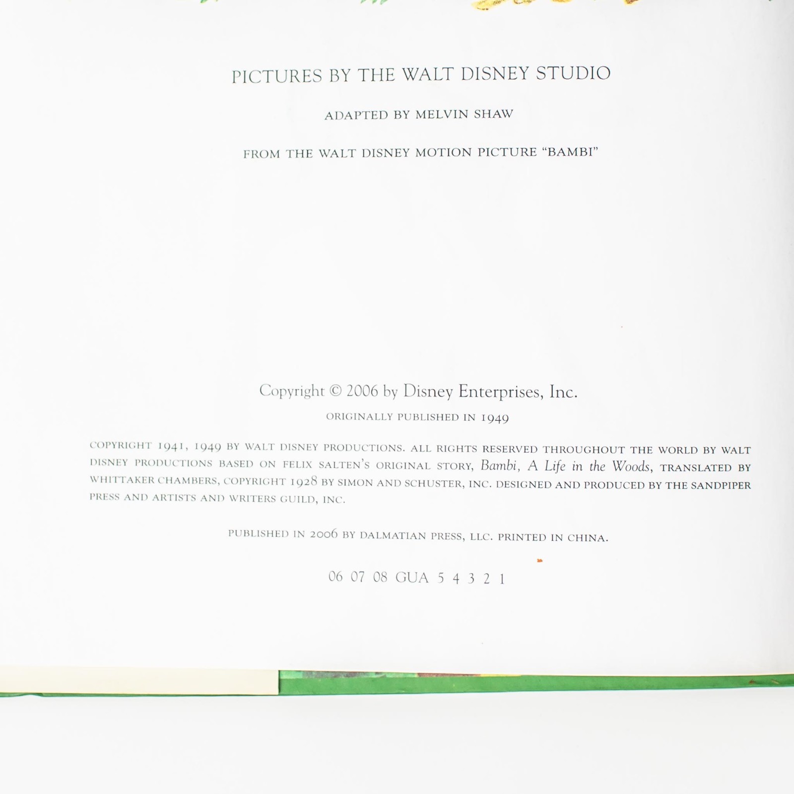 Walt Disney&rsquo;s Bambi Hardcover Storybook 2006 Dalmatian Press Classic Children&rsquo;s