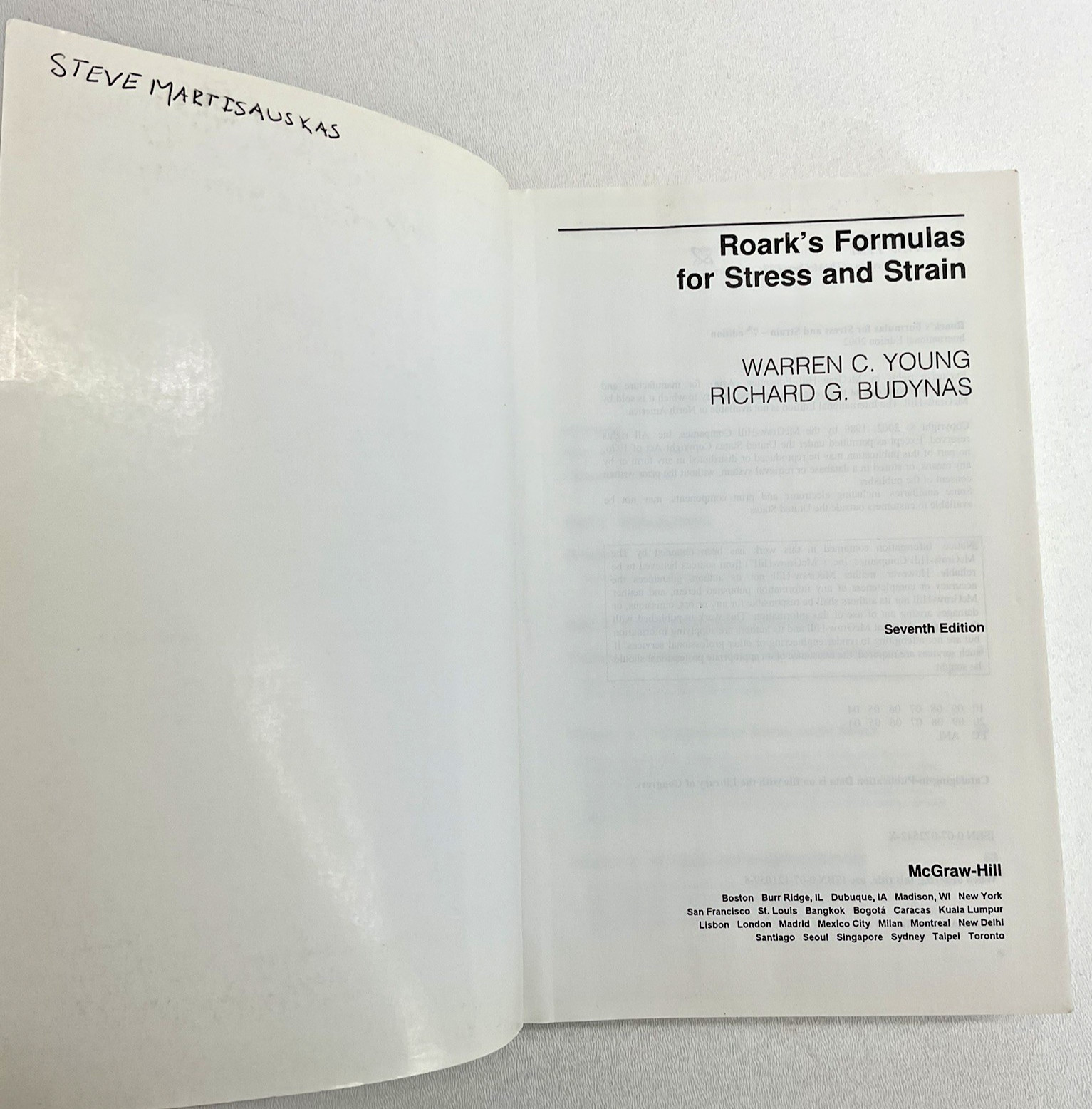Roark&rsquo;s Formulas for Stress and Strain by Warren Young, Richard Budynas Seventh