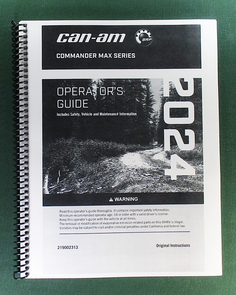2024 Can-Am Commander MAX DPS 700 Owner&rsquo;s Manual: 244 Pages & Protective Covers
