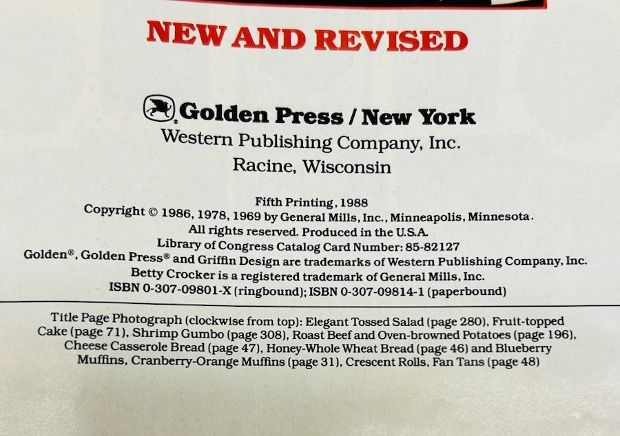 Betty Crocker&rsquo;s COOKBOOK 5th Printing 1988 HC Ringbound Edition Golden Press