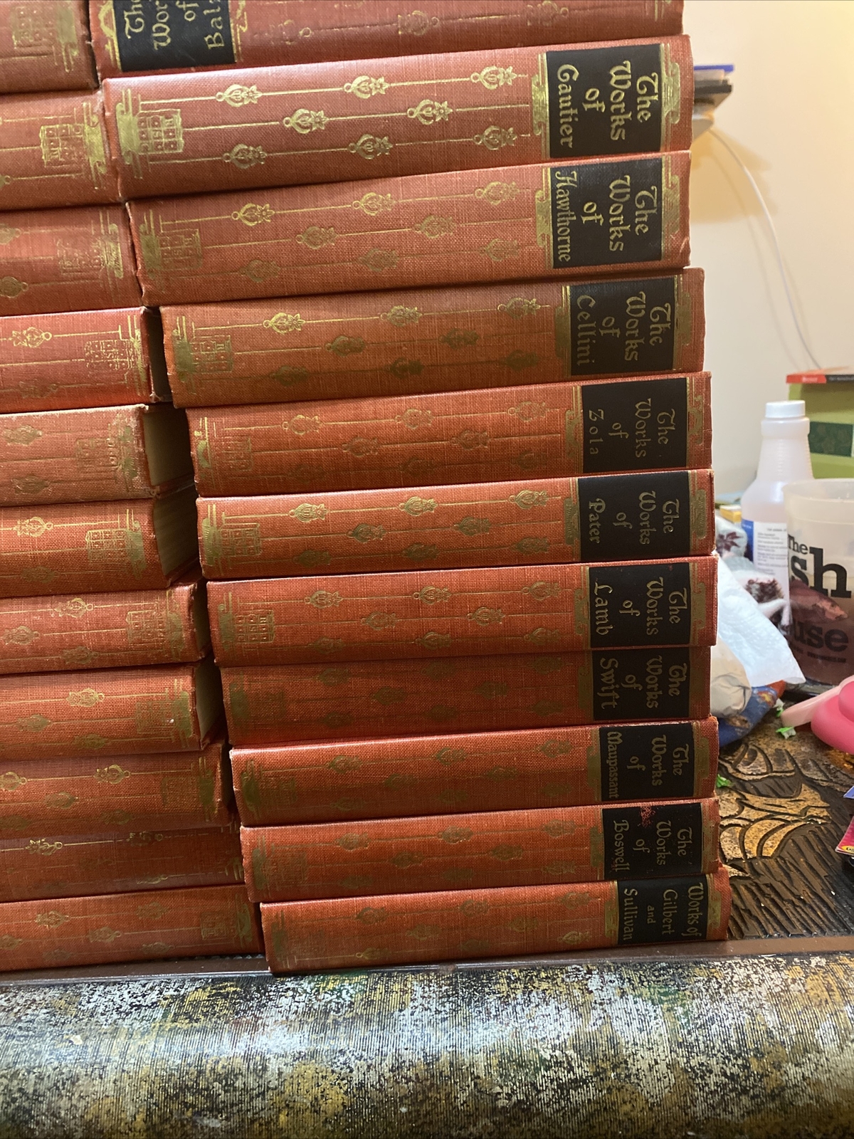 CLASSICS LOT OF 23 “THE WORKS OF“ LACK&rsquo;s READERS SERVICE CO BOOKS, RED COVER